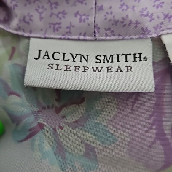 Jaclyn Smith Sleepwear Ladies Pullover Floral Robe W Satin Trim Medium Lavender - Picture 8 of 16